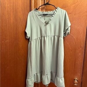 Green Ruffle Hem Dress